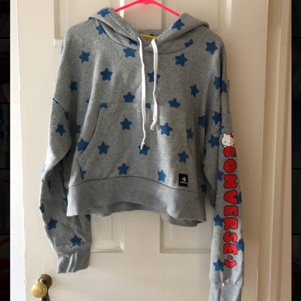 hello kitty x converse cropped hoodie